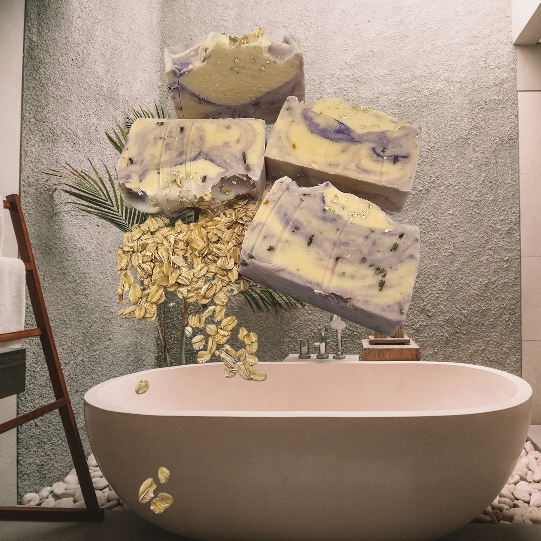 Goat Milk, Lavender & Oatmeal Soap Bar – Natural Moisturizing Soap for Sensitive Skin & Eczema Relief