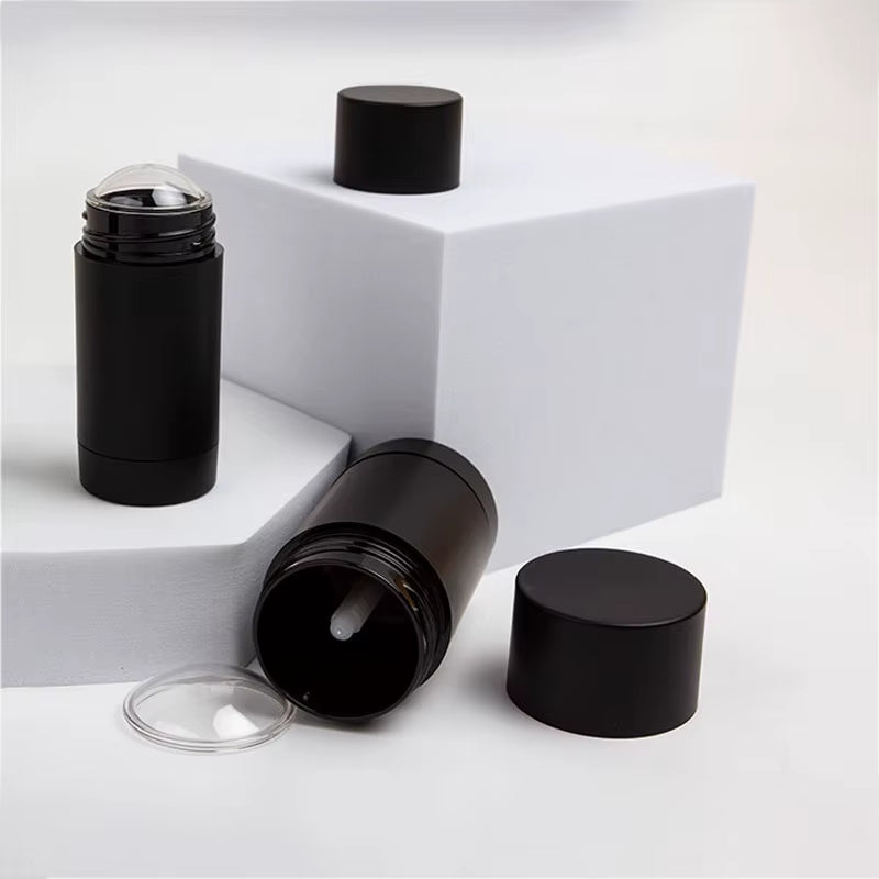 Empty Deodorant round Container 15G 75G Stocks Plastic Fragrant Antiperspirant Twist Face Matte Black for Clear Fragrance