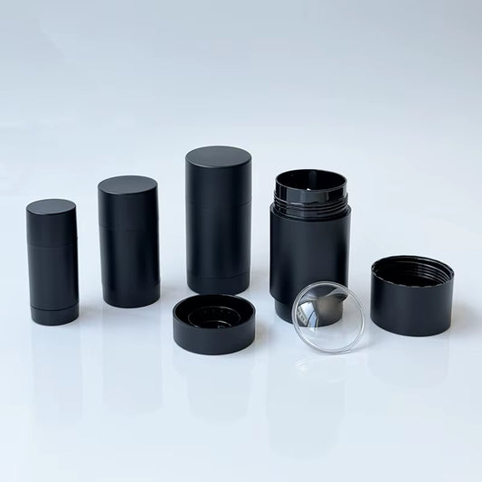 Empty Deodorant round Container 15G 75G Stocks Plastic Fragrant Antiperspirant Twist Face Matte Black for Clear Fragrance