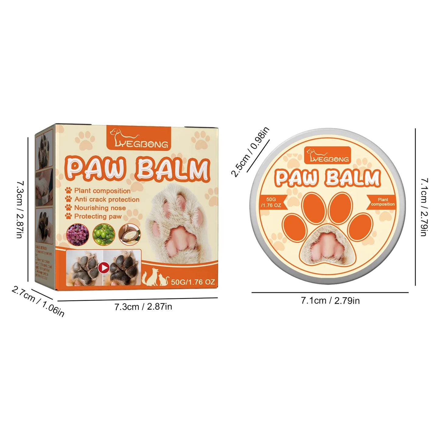 Yegbong 50g Pet Paw Moisturizing Care Balm