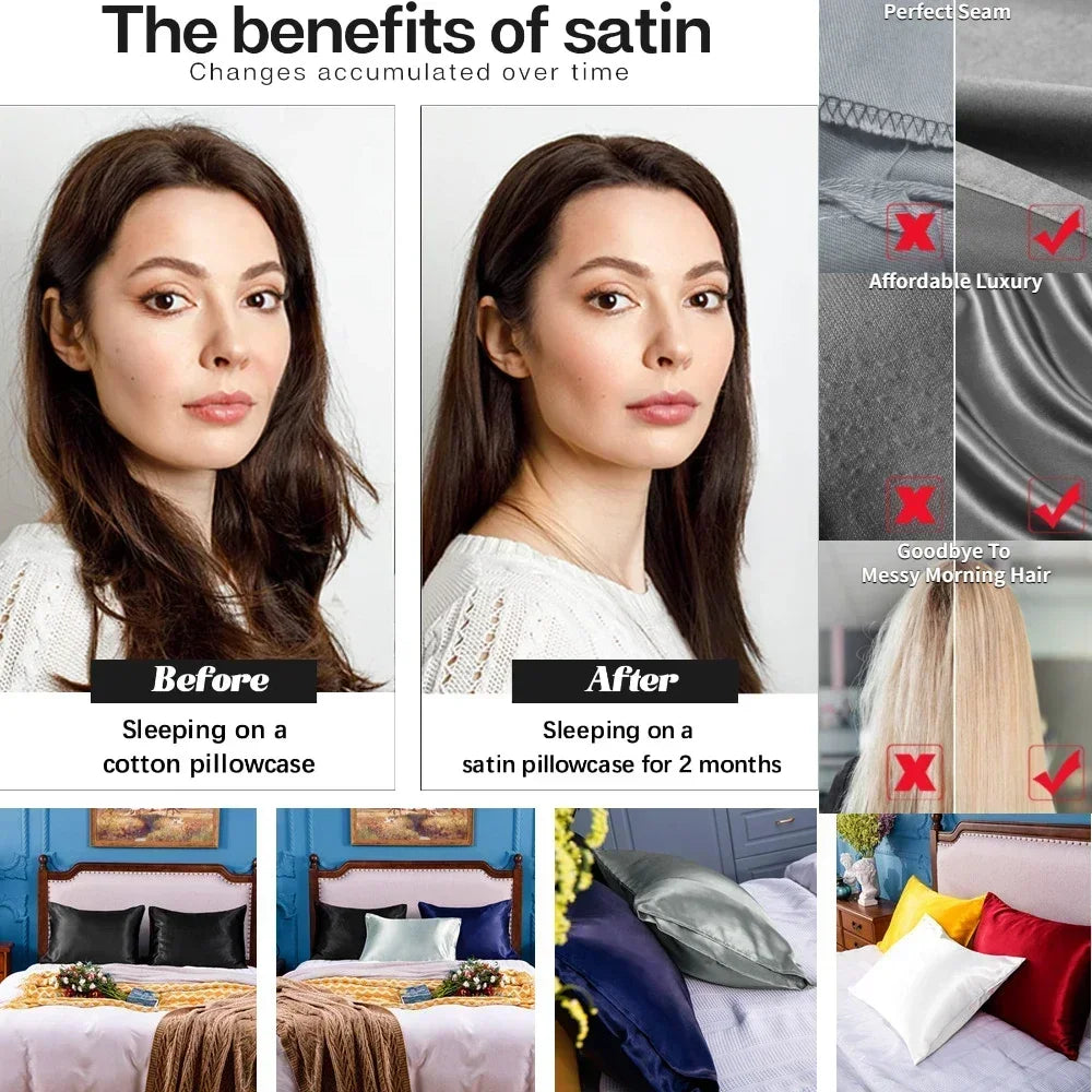 2 Pack Satin Pillowcases – Soft, Cooling & Skin-Friendly
