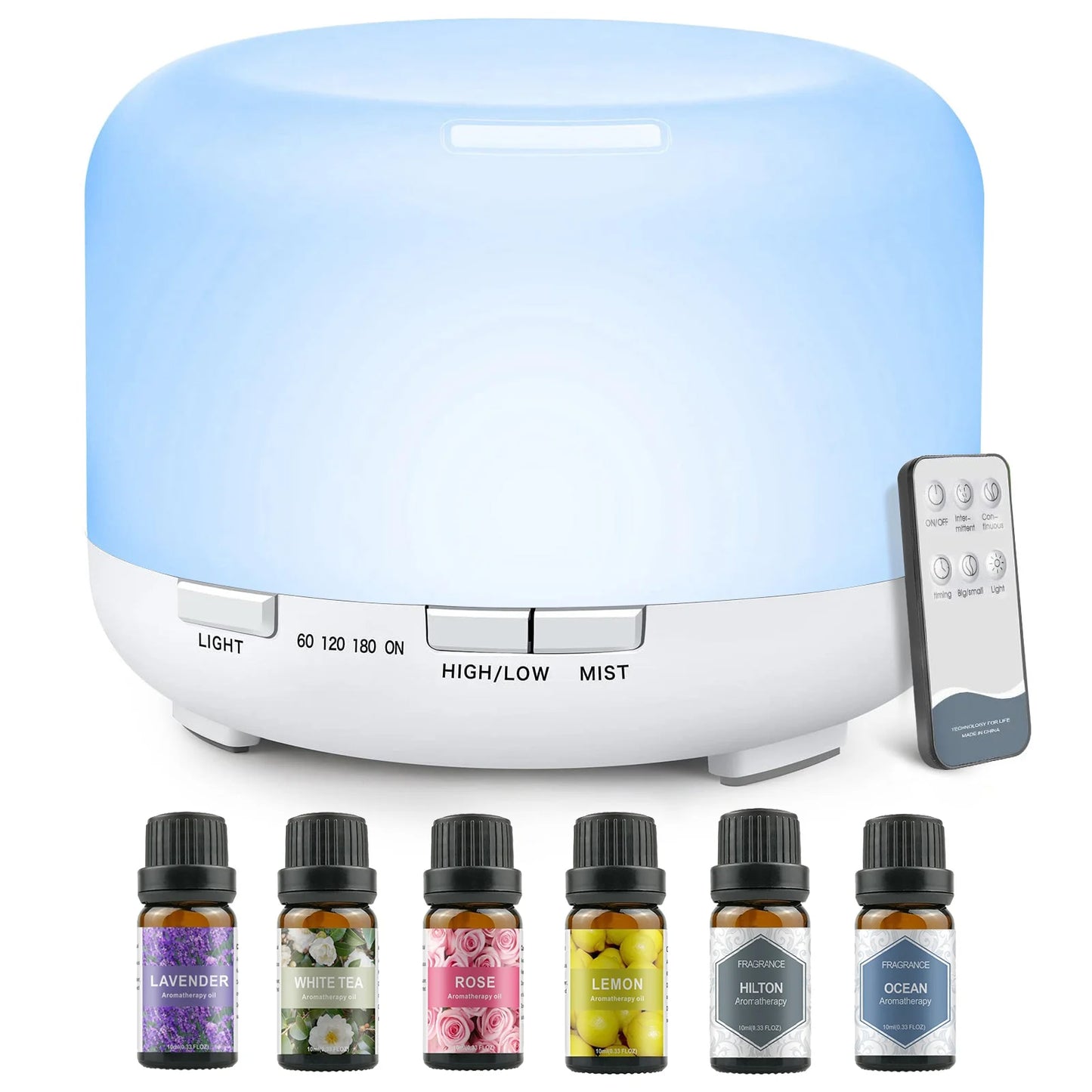 500ML Aromatherapy Oil Diffuser + 6 Essential Oils Gift Set