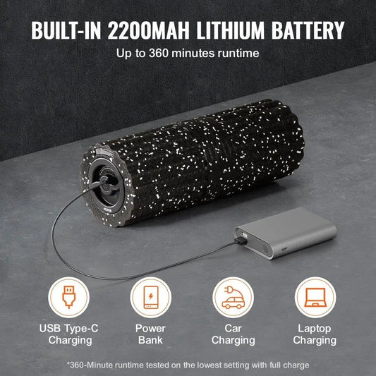 Vibrating Foam Roller – 4-Level Rechargeable Electric EPP Massager
