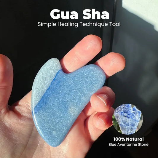 Blue Aventurine Jade Roller & Gua Sha Set – Natural Face Lift Tool