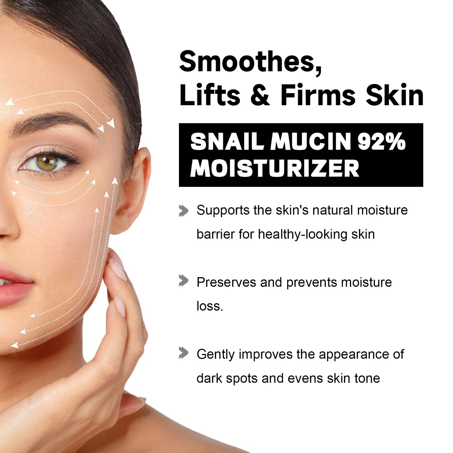 Snail Mucin 92% Hydrating & Repairing Facial Moisturizer – Firming & Whitening Skincare Cream