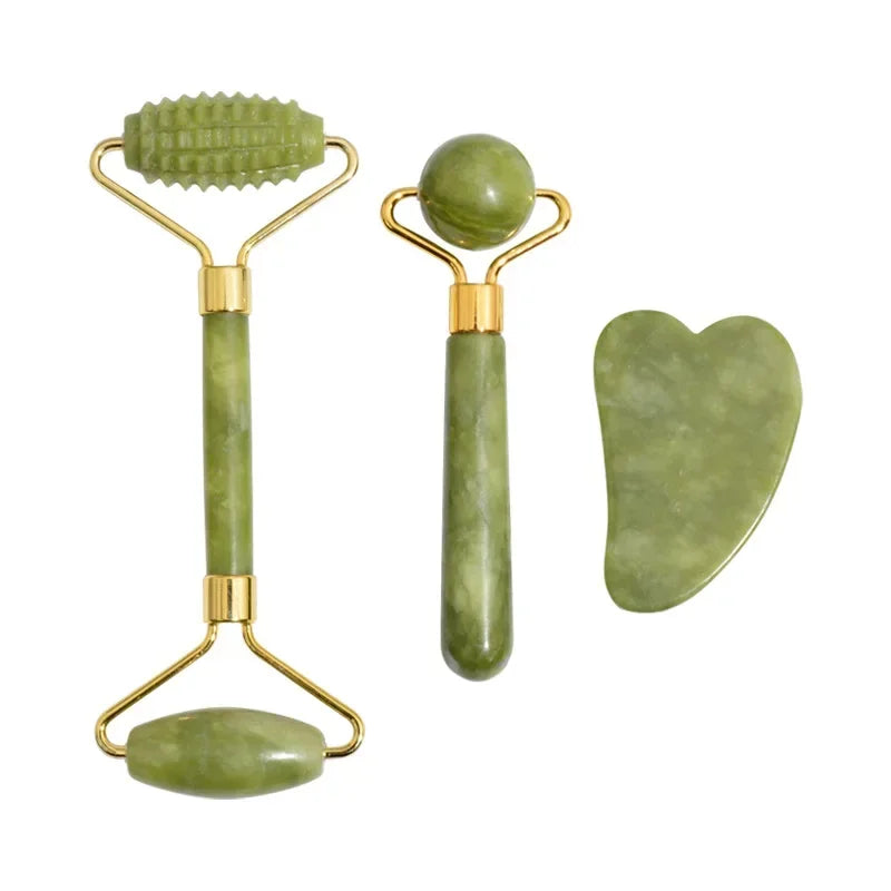 Natural Jade Roller & Gua Sha Set – Face Lifting & Anti-Wrinkle Massager