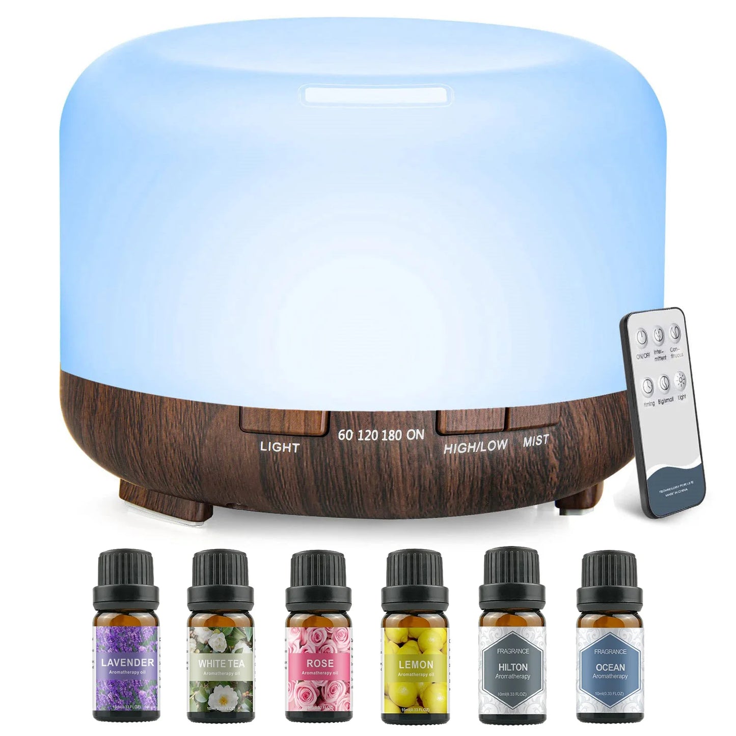 500ML Aromatherapy Oil Diffuser + 6 Essential Oils Gift Set