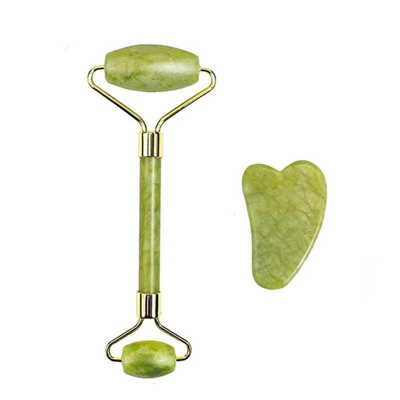 Natural Jade Roller & Gua Sha Set – Face Lifting & Anti-Wrinkle Massager