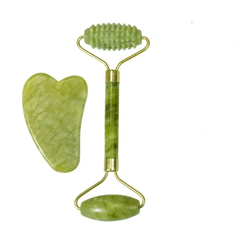 Natural Jade Roller & Gua Sha Set – Face Lifting & Anti-Wrinkle Massager