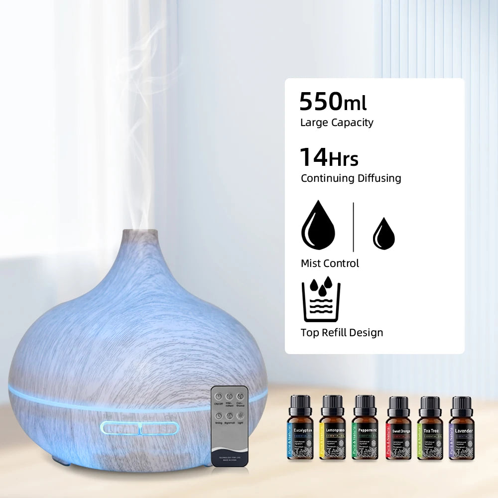 550ml Ultrasonic Aromatherapy Diffuser – Relaxation & Modern Home Style