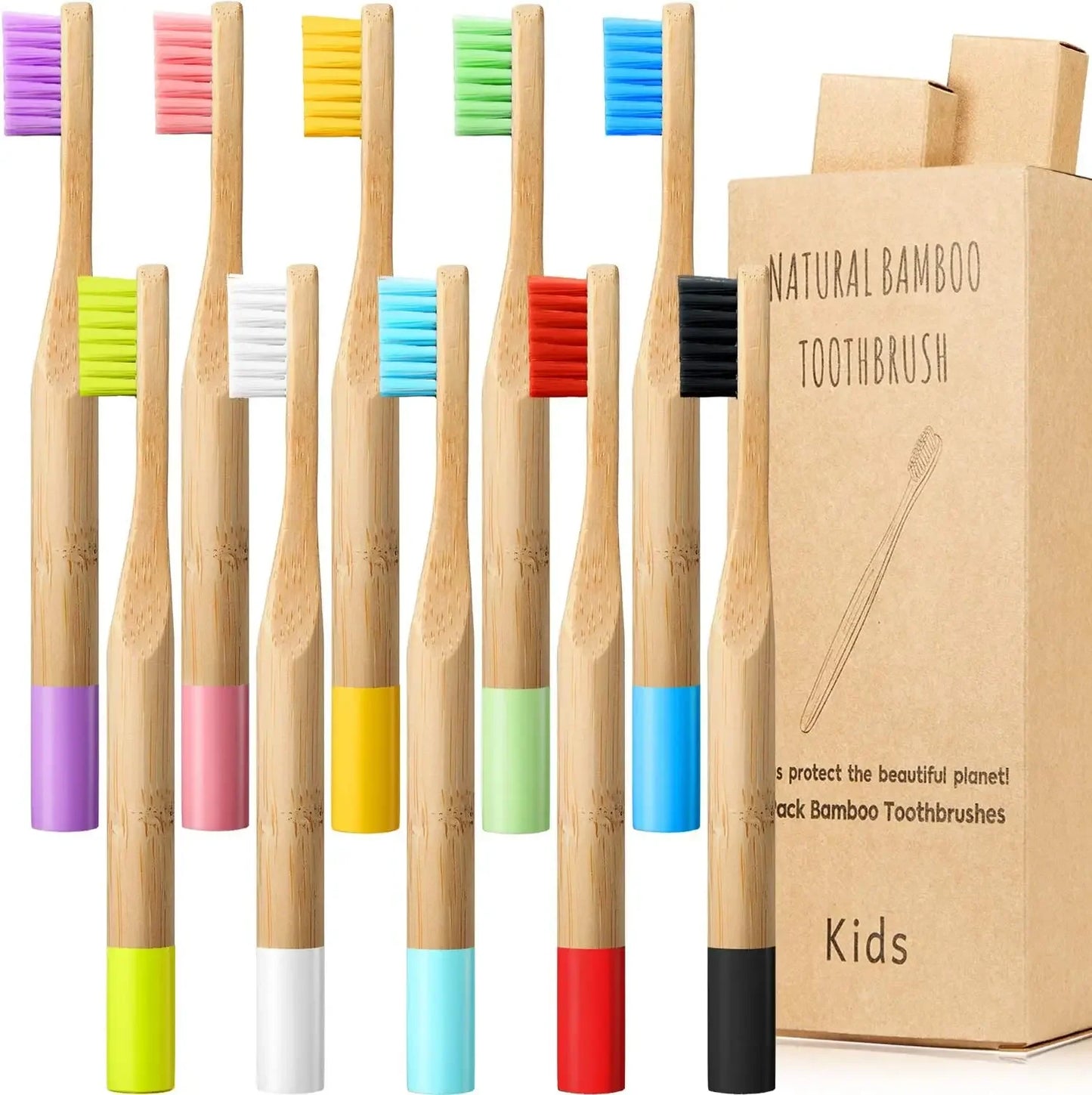 Bamboo Toothbrush 10-Pack – Biodegradable Toothbrushes with Medium Bristles