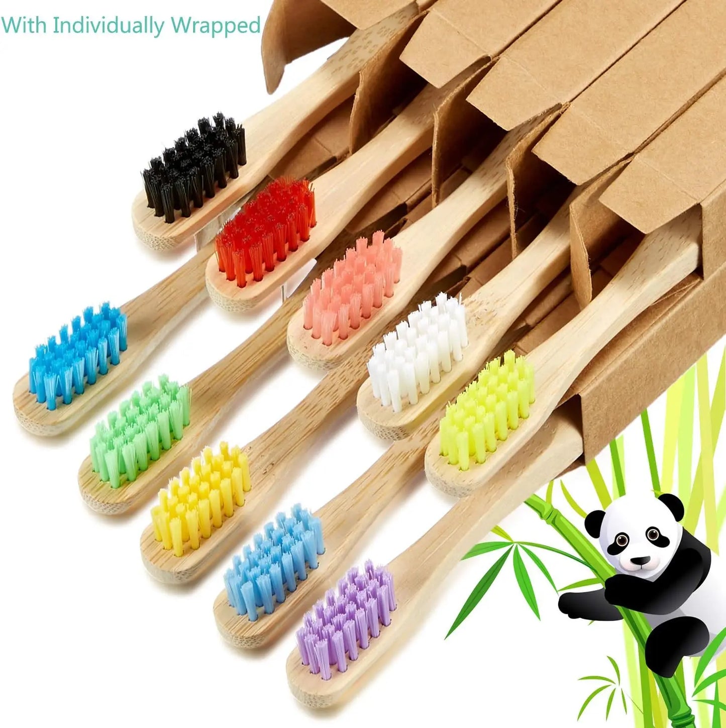 Bamboo Toothbrush 10-Pack – Biodegradable Toothbrushes with Medium Bristles