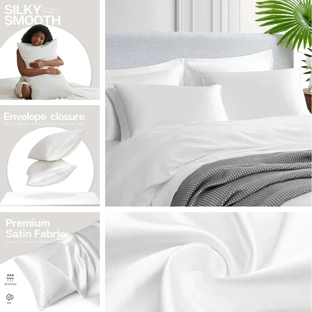 2 Pack Satin Pillowcases – Soft, Cooling & Skin-Friendly