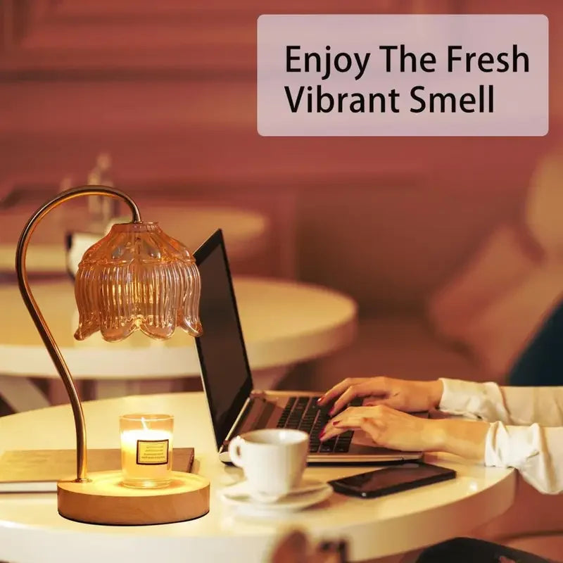 Candle Warmer Lamp Nightstand Lamp Dimmable/ Timer Aromatherapy Lamp without Fire High Quality Glass Lamp Shade