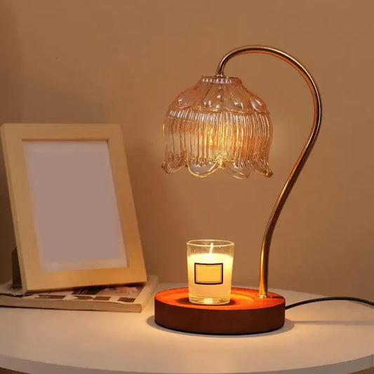 Candle Warmer Lamp Nightstand Lamp Dimmable/ Timer Aromatherapy Lamp without Fire High Quality Glass Lamp Shade