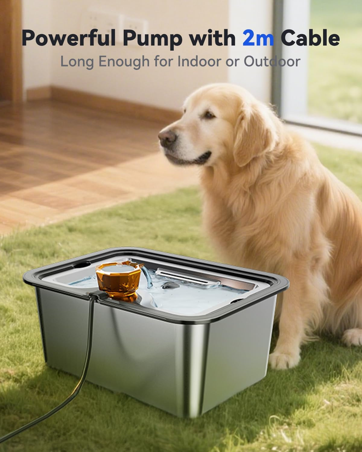 HydraFlow™ XL Pet Water Fountain – 3-Gallon Stainless Steel for Larg  ​​​​​​​​​​​​​​