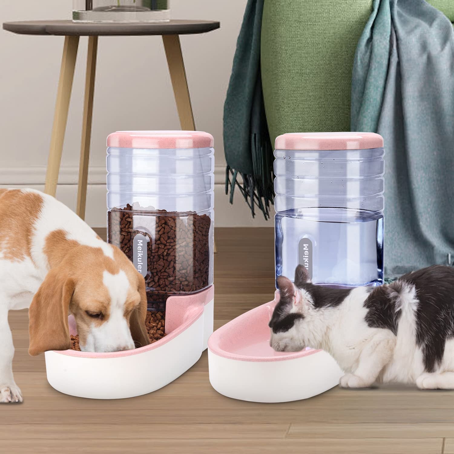 PetBloom™ Duo Feeder Set – Automatic Food & Water Dispenser (Pink, 1 Gallon)