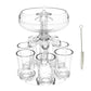 B50C 6 Shot Wine Liquor Dispenser with 6 Glasses Wine Whisky Beer Dispenser Holder Partys Drink Dispenser Station