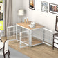 PawHaus™ XL Dog Crate Furniture – 42" Decorative Wooden Kennel & End Table (Natural/White)