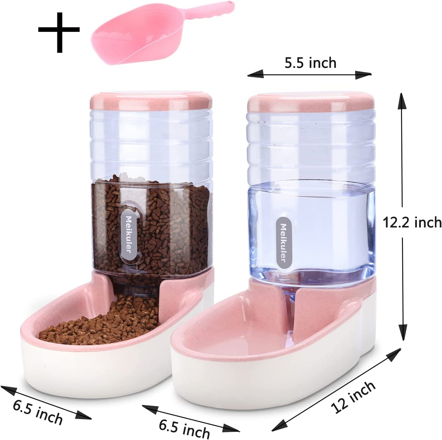 PetBloom™ Duo Feeder Set – Automatic Food & Water Dispenser (Pink, 1 Gallon)