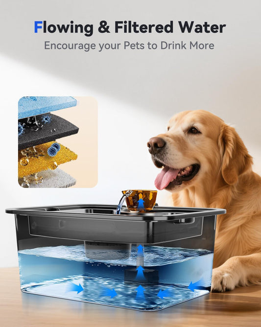 HydraFlow™ XL Pet Water Fountain – 3-Gallon Stainless Steel for Larg  ​​​​​​​​​​​​​​