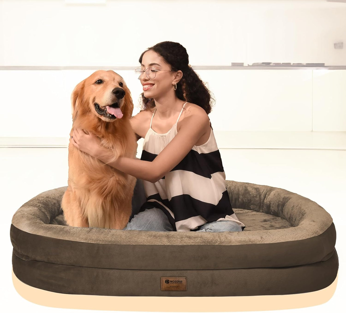 PawLuxe™ XL Orthopedic Dog Bed – Waterproof Memory Foam with Bolsters (Coffee)