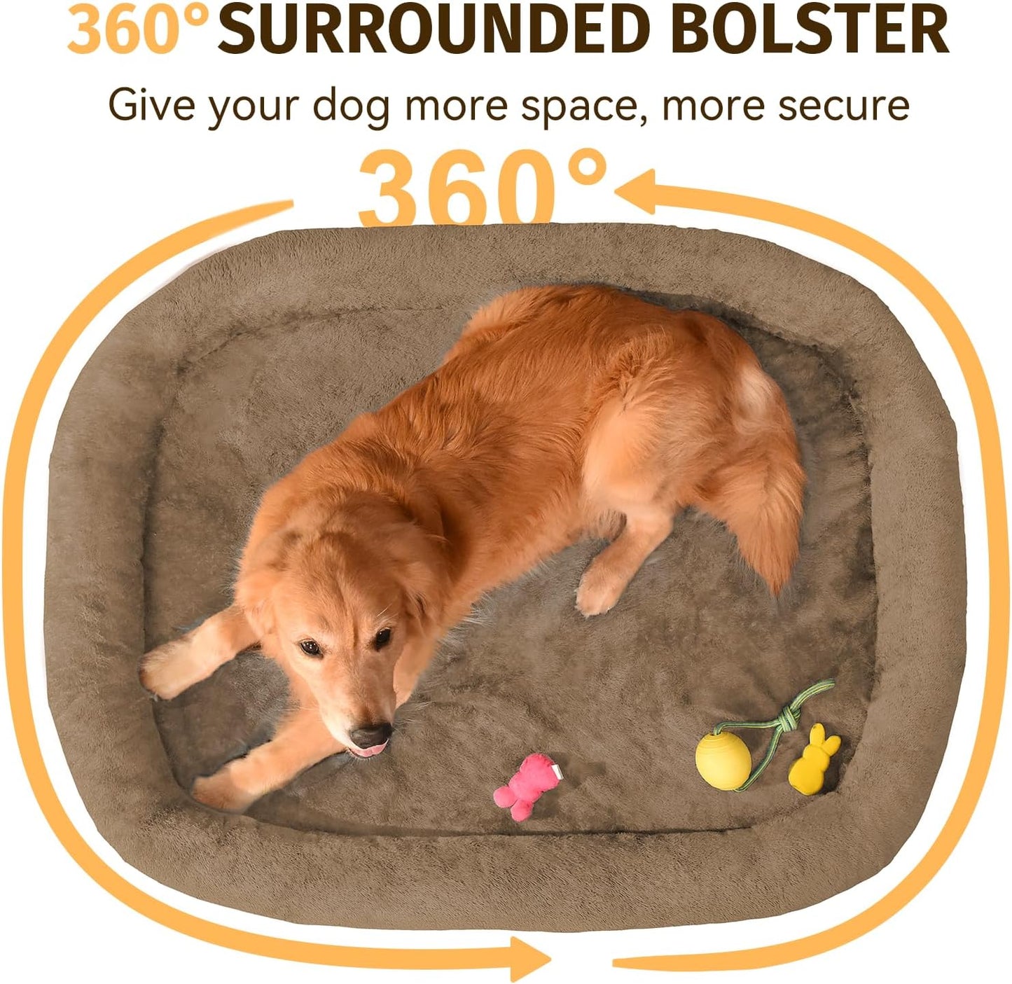 PawLuxe™ XL Orthopedic Dog Bed – Waterproof Memory Foam with Bolsters (Coffee)
