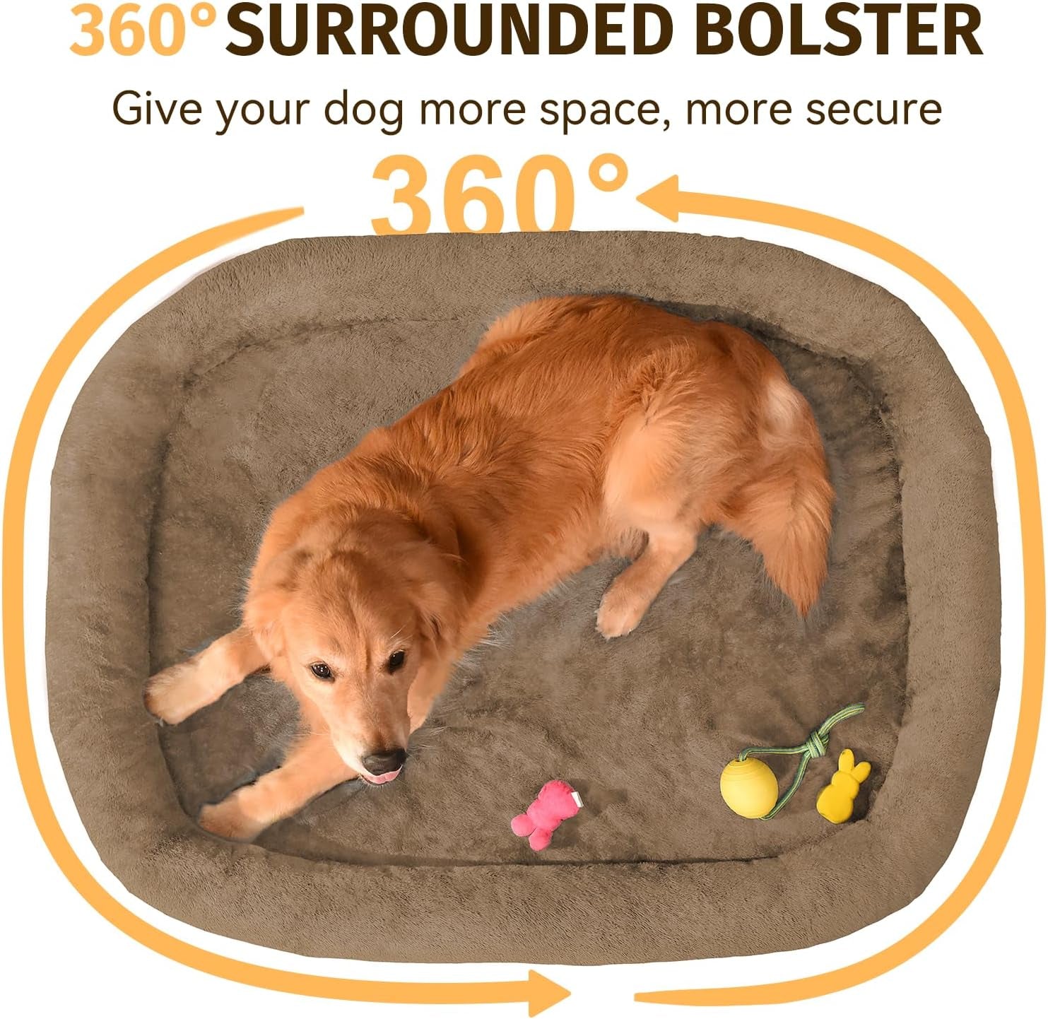 PawLuxe™ XL Orthopedic Dog Bed – Waterproof Memory Foam with Bolsters (Coffee)