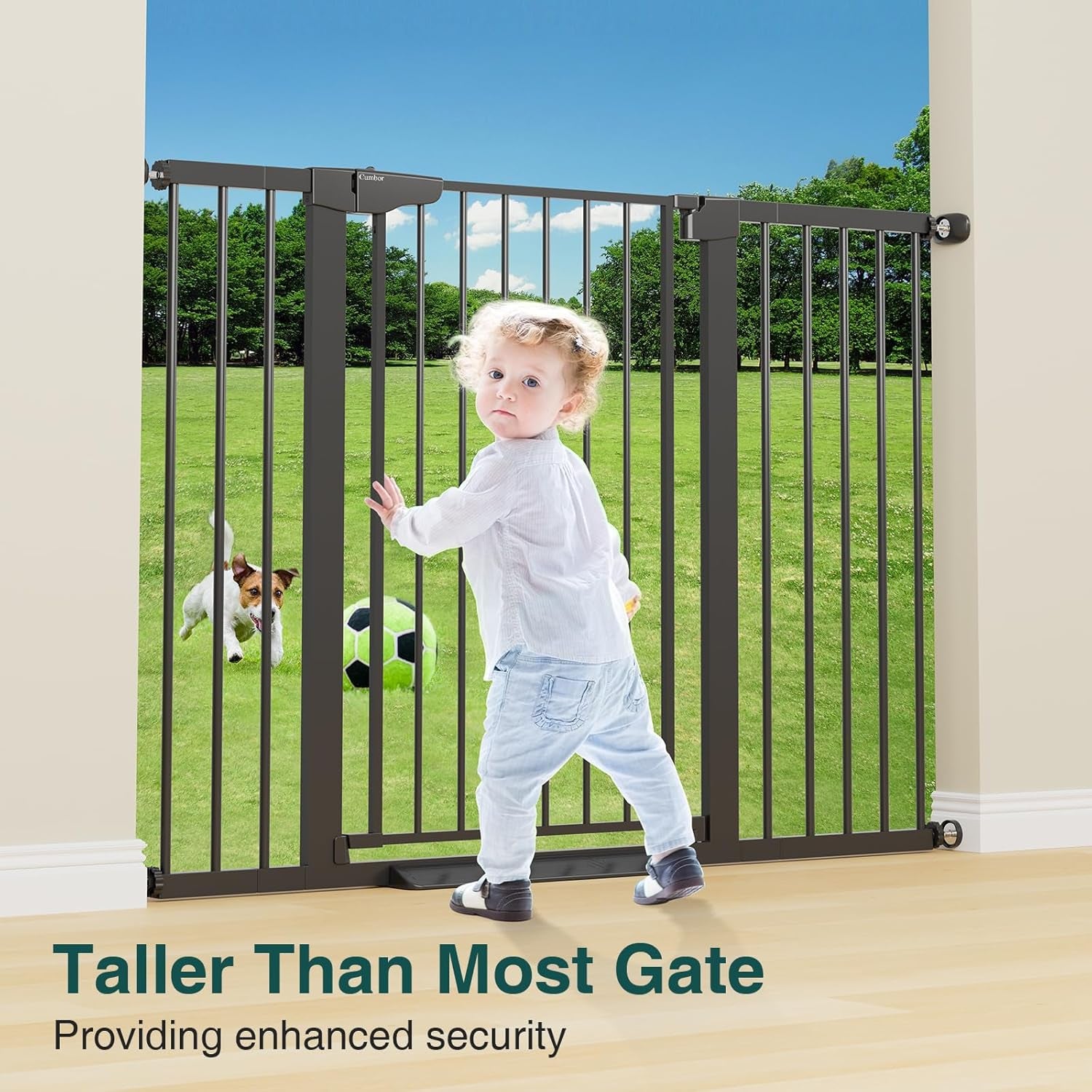 36" Extra Tall Baby Gate for Stairs, 29.7-54.2" Extra Wide Dog Gate for Doorways Hallways, Pressure Mounted Child Gate for Wide Opening, Auto Close Personal Safety for Babies and Pets, Black