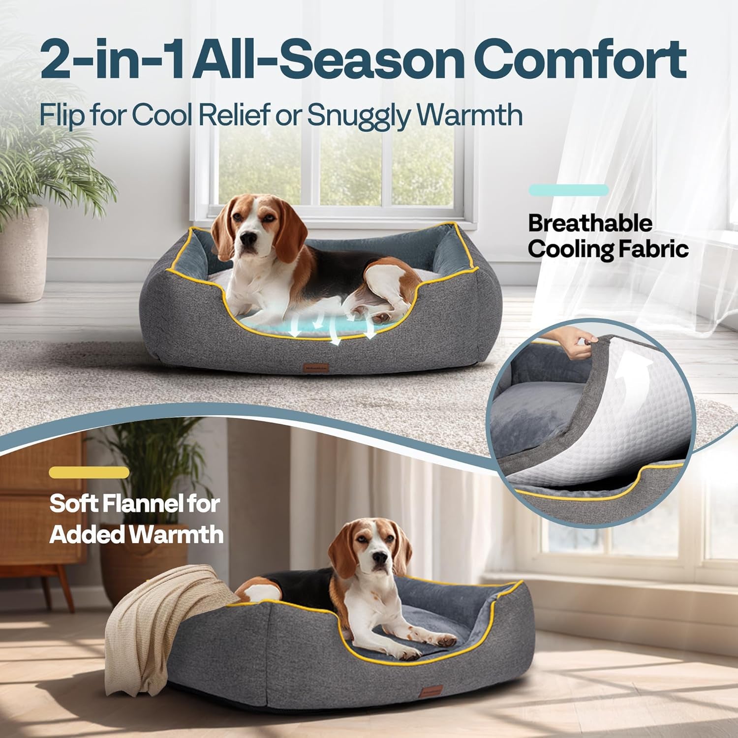 ThermaNest™ Orthopedic Dog Bed – 36" Dual-Layer Cooling & Warming Comfort