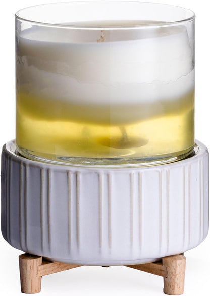 Dual Scent Warmer – Ceramic Glow with Wood Accent