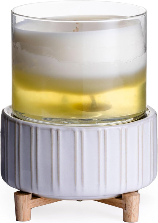 Dual Scent Warmer – Ceramic Glow with Wood Accent