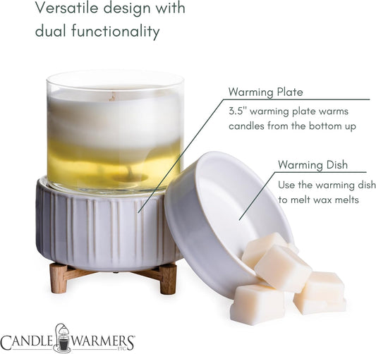 Dual Scent Warmer – Ceramic Glow with Wood Accent