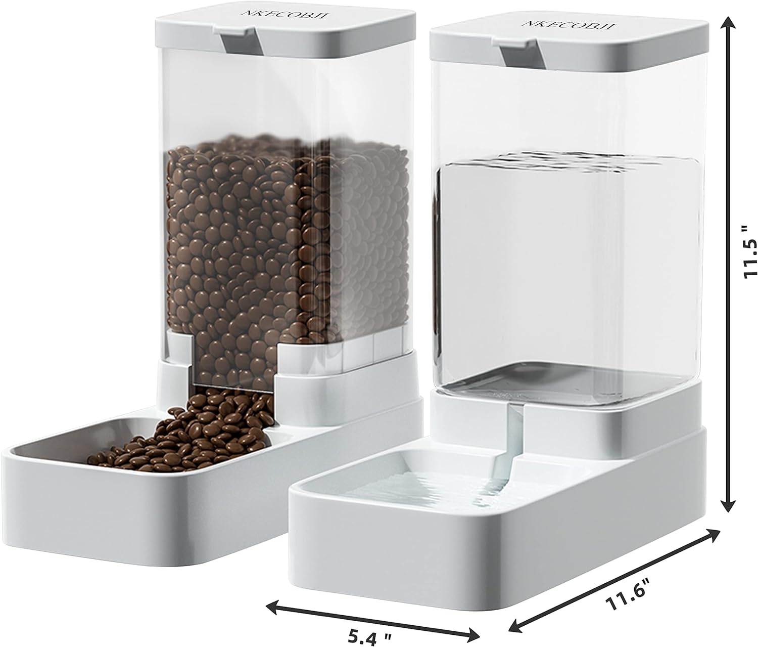 Automatic Gravity Pet Feeder and Water Dispenser Set for Dogs and Cats, Large Capacity (3.8L)