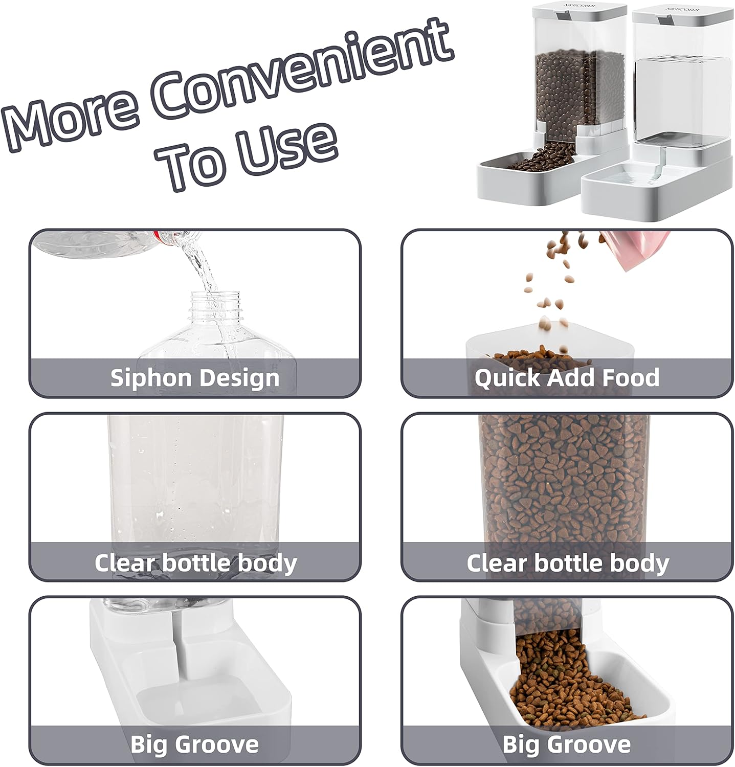 Automatic Gravity Pet Feeder and Water Dispenser Set for Dogs and Cats, Large Capacity (3.8L)