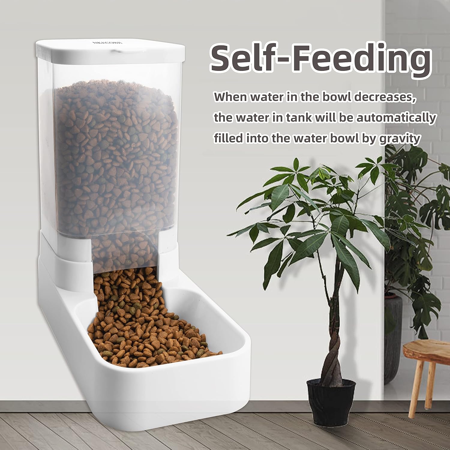 Automatic Gravity Pet Feeder and Water Dispenser Set for Dogs and Cats, Large Capacity (3.8L)