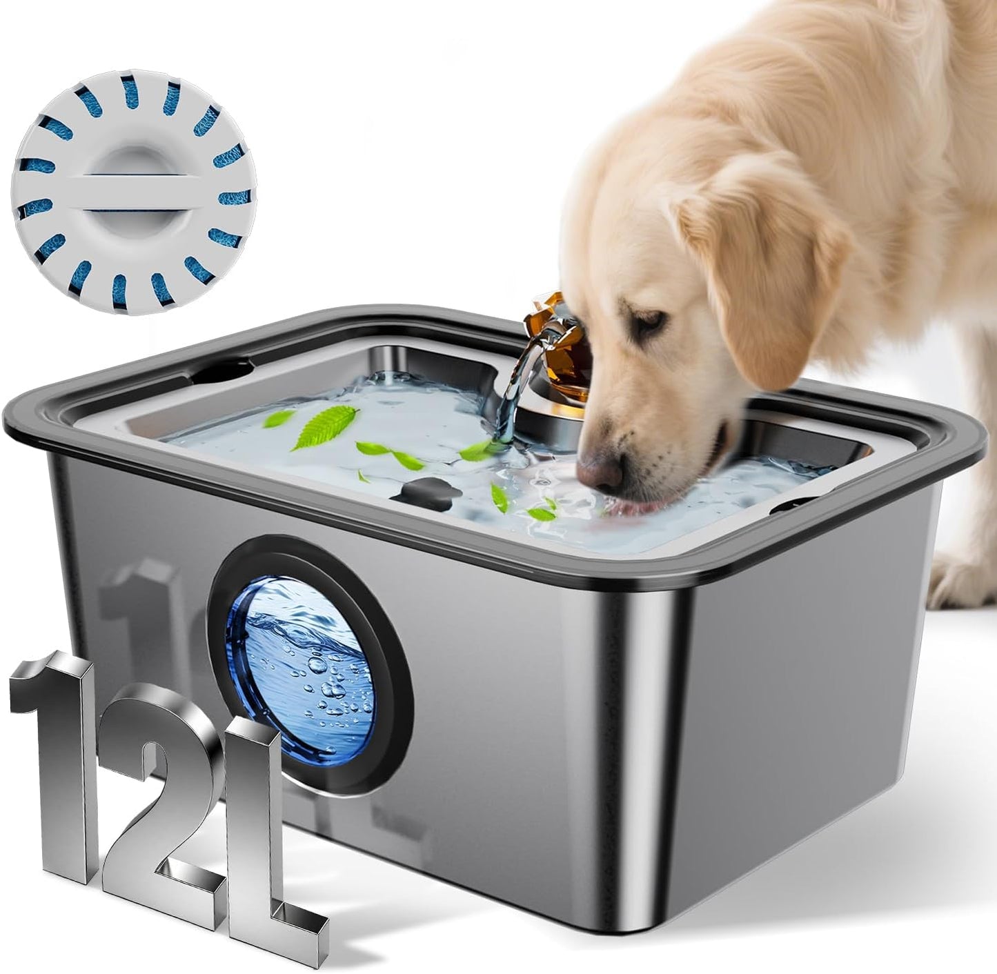 HydraFlow™ XL Pet Water Fountain – 3-Gallon Stainless Steel for Larg  ​​​​​​​​​​​​​​