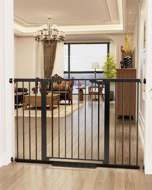36" Extra Tall Baby Gate for Stairs, 29.7-54.2" Extra Wide Dog Gate for Doorways Hallways, Pressure Mounted Child Gate for Wide Opening, Auto Close Personal Safety for Babies and Pets, Black