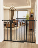 36" Extra Tall Baby Gate for Stairs, 29.7-54.2" Extra Wide Dog Gate for Doorways Hallways, Pressure Mounted Child Gate for Wide Opening, Auto Close Personal Safety for Babies and Pets, Black