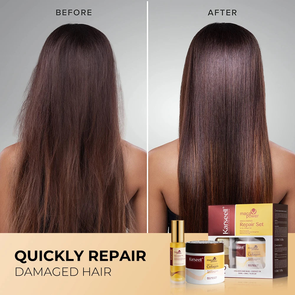 Karseell Collagen Hair Mask + Argan Oil Hair Serum – Complete Repair & Nourishment Set