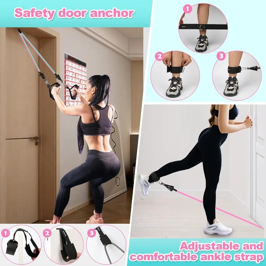 Resistance Band Set – Exercise Bands with Handles, Door Anchor & Ankle Strap