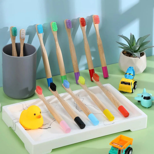 Bamboo Toothbrush 10-Pack – Biodegradable Toothbrushes with Medium Bristles