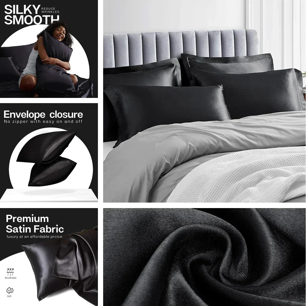 2 Pack Satin Pillowcases – Soft, Cooling & Skin-Friendly