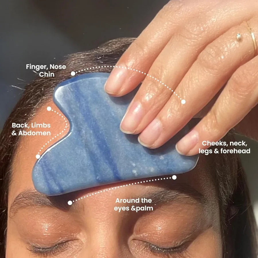 Blue Aventurine Jade Roller & Gua Sha Set – Natural Face Lift Tool