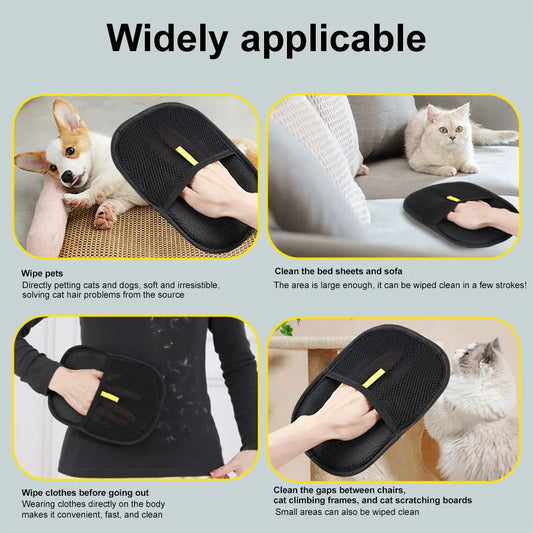 Pet Grooming Gloves – Hair Remover & Gentle Brush for Dogs, Cats & Rabbits