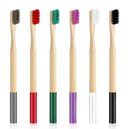 6-Pack Biodegradable Bamboo Toothbrushes – Travel-Friendly & Gentle on Gums