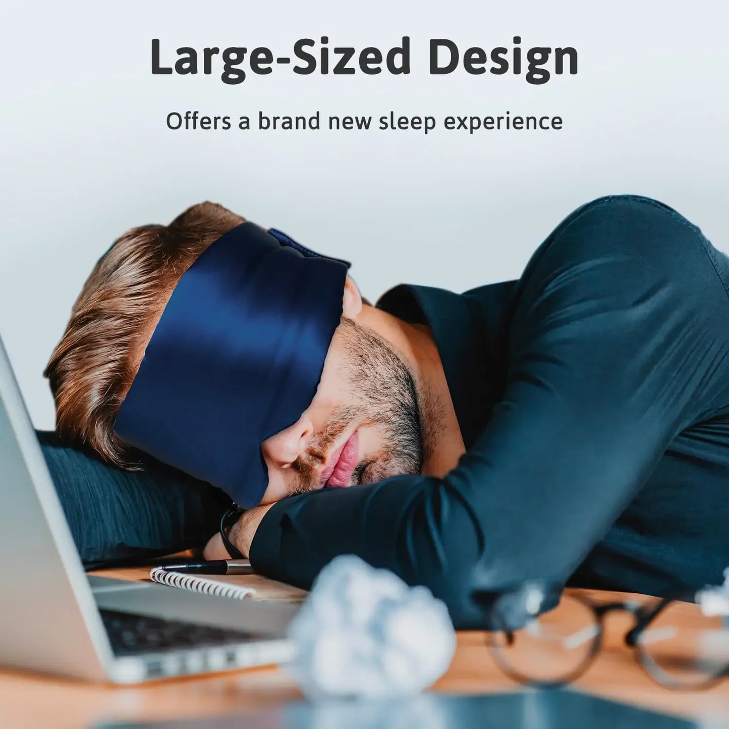 100% Mulberry Silk Sleep Mask – Adjustable Light-Blocking Eye Cover for Side Sleepers