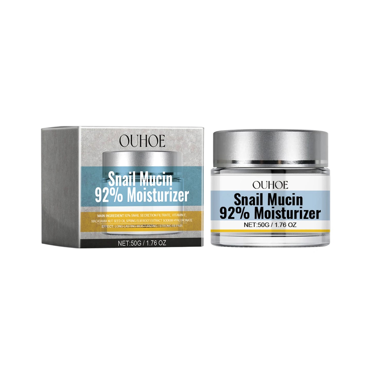 Snail Mucin 92% Hydrating & Repairing Facial Moisturizer – Firming & Whitening Skincare Cream