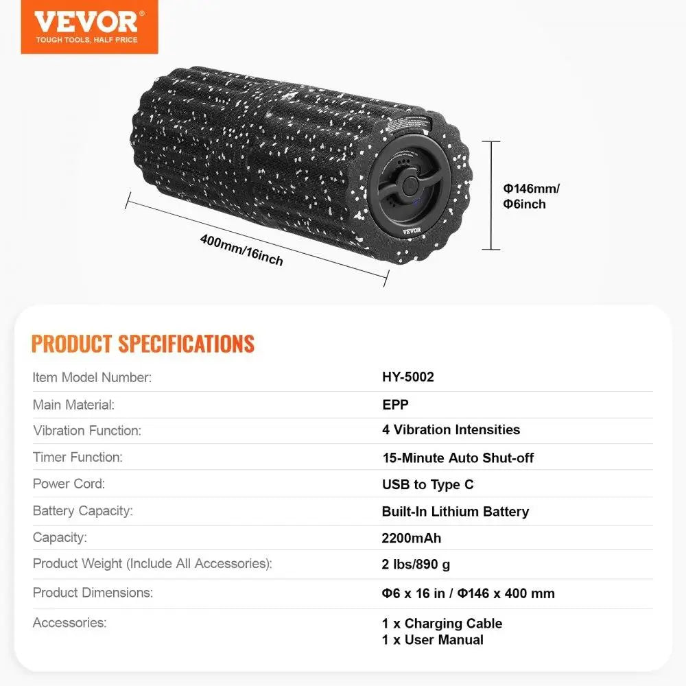 Vibrating Foam Roller – 4-Level Rechargeable Electric EPP Massager