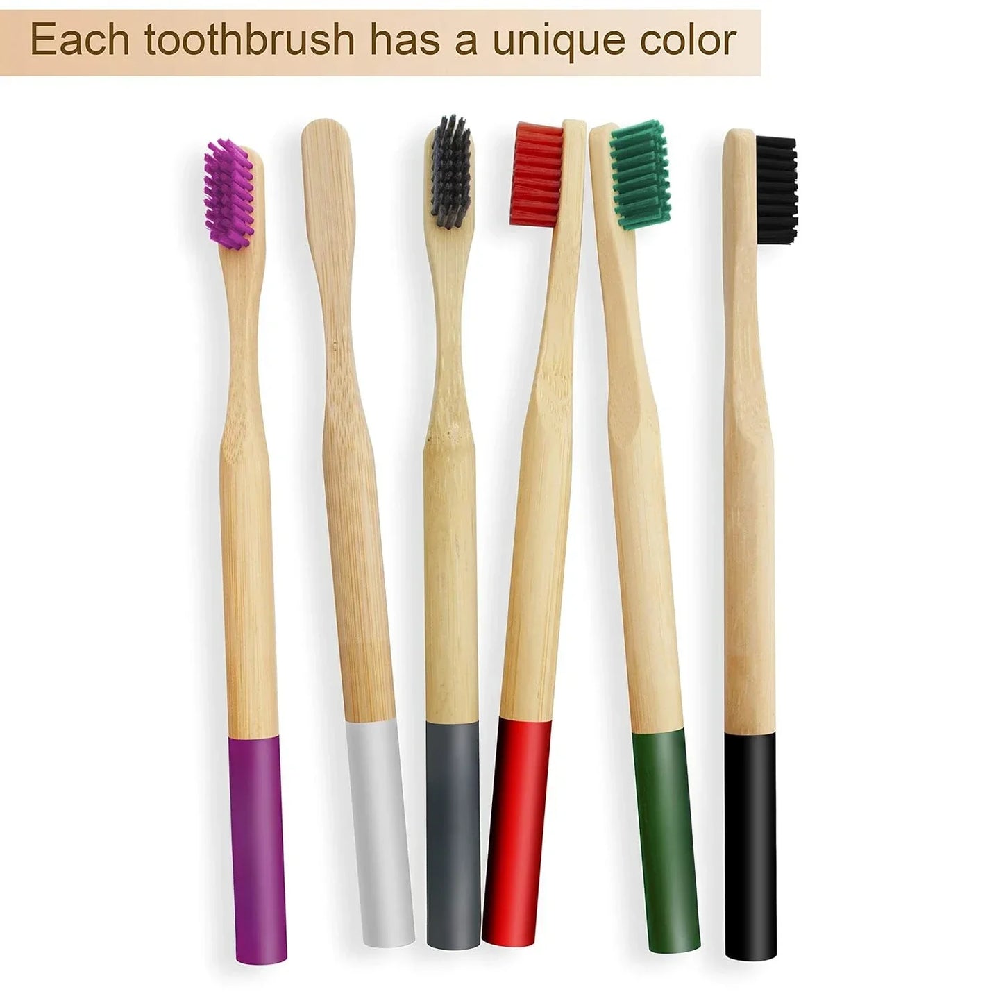 6-Pack Biodegradable Bamboo Toothbrushes – Travel-Friendly & Gentle on Gums